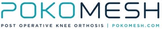PokoMesh logo with tagline Post Operative Knee Orthosis and website pokomesh.com